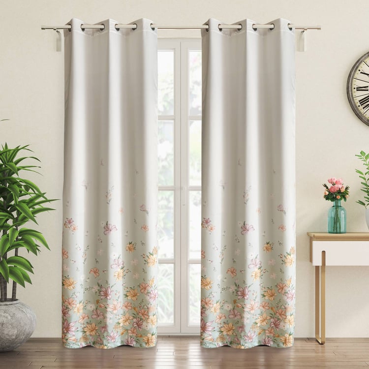 Moksha Kelly Set of 2 Printed Light Filtering Door Curtains - 7ft