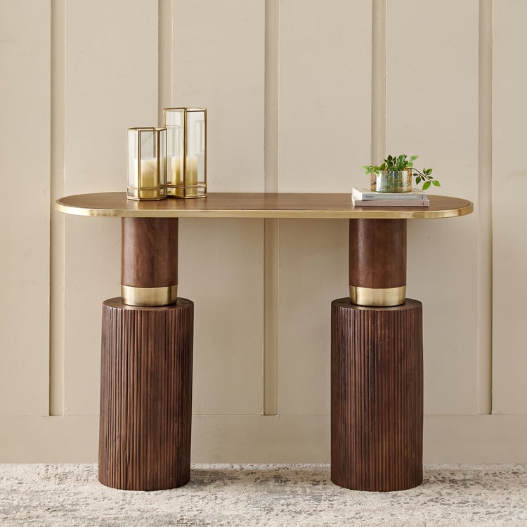 Eclat Mango Wood Top Console Table - Walnut