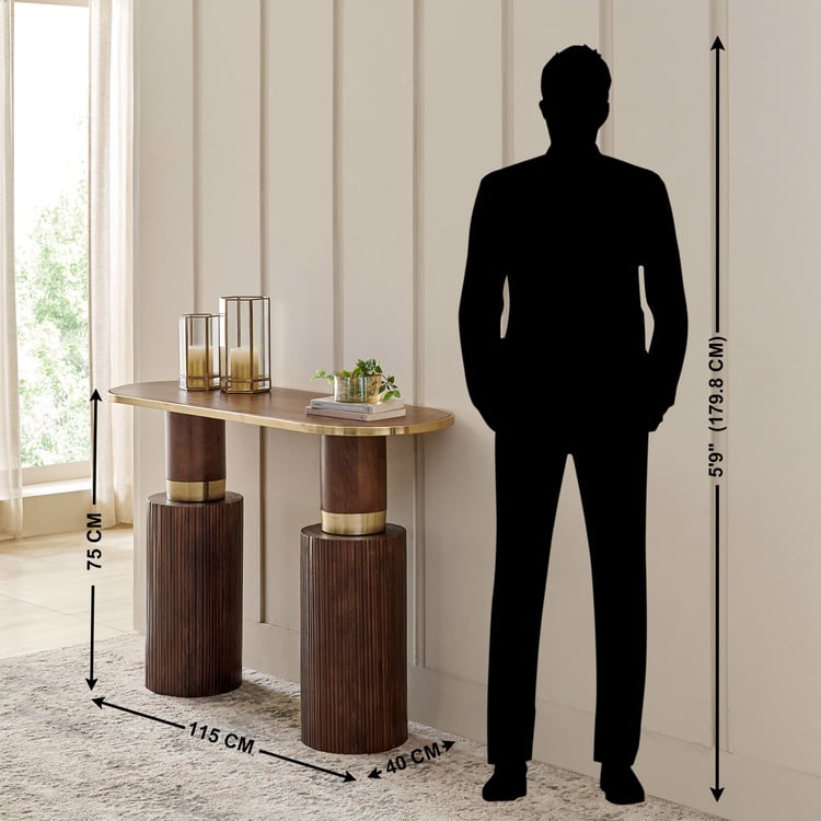 Eclat Mango Wood Top Console Table - Walnut