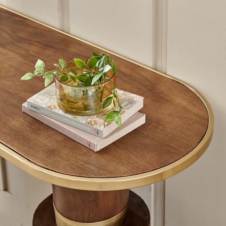 Eclat Mango Wood Top Console Table - Walnut