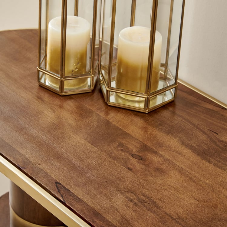 Eclat Mango Wood Top Console Table - Walnut