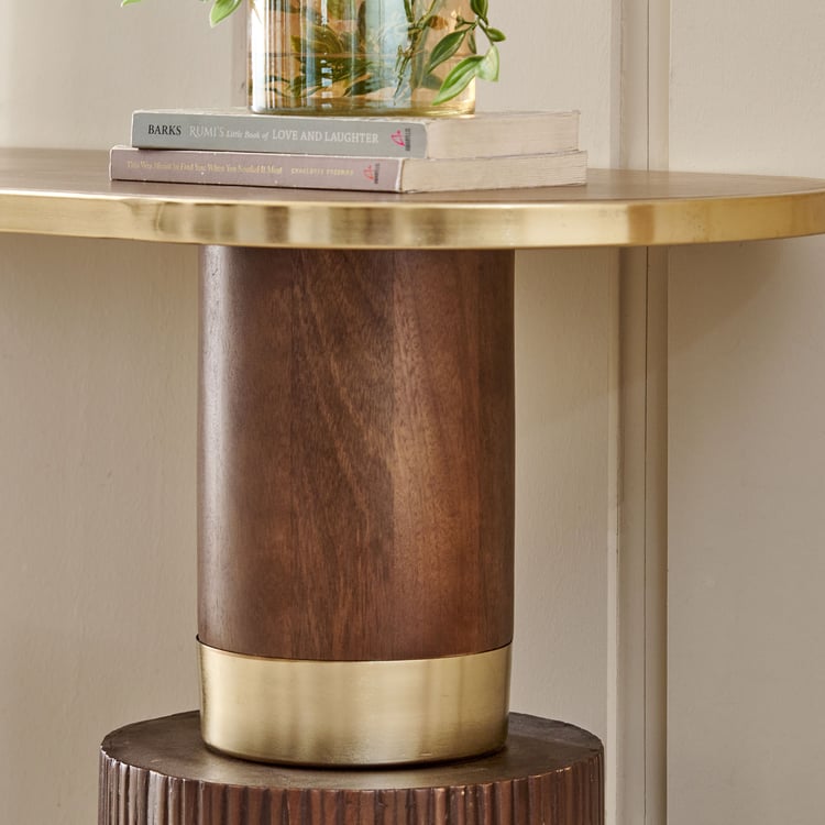 Eclat Mango Wood Top Console Table - Walnut