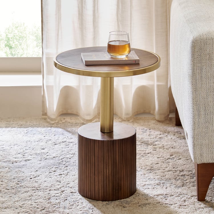 Eclat Mango Wood Top End Table - Walnut