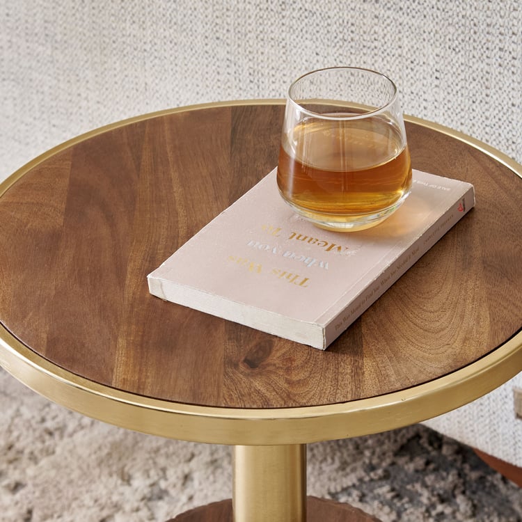 Eclat Mango Wood Top End Table - Walnut