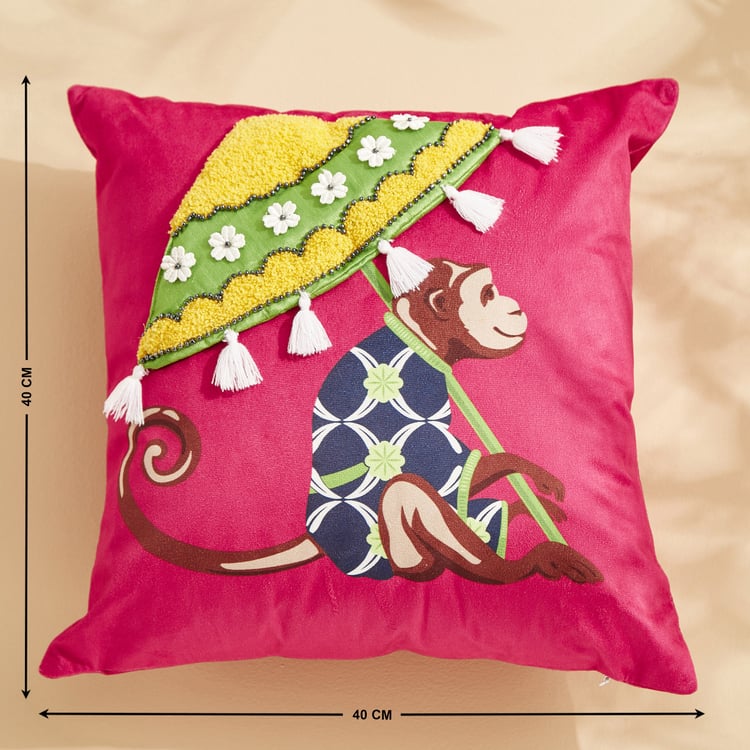 Pop Animals Monkey Filled Cushion - 40x40cm