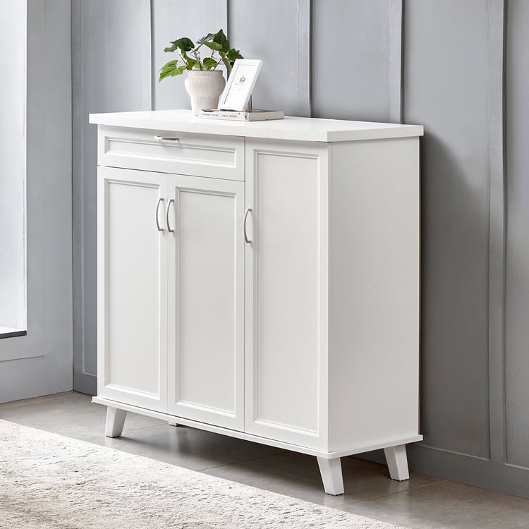 Helios Alton 16 Pairs Shoe Cabinet with Drawer - White