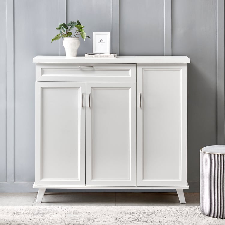 Helios Alton 16 Pairs Shoe Cabinet with Drawer - White