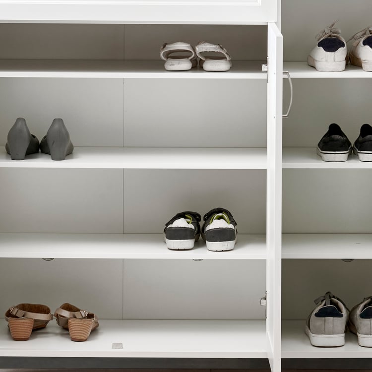 Helios Alton 16 Pairs Shoe Cabinet with Drawer - White