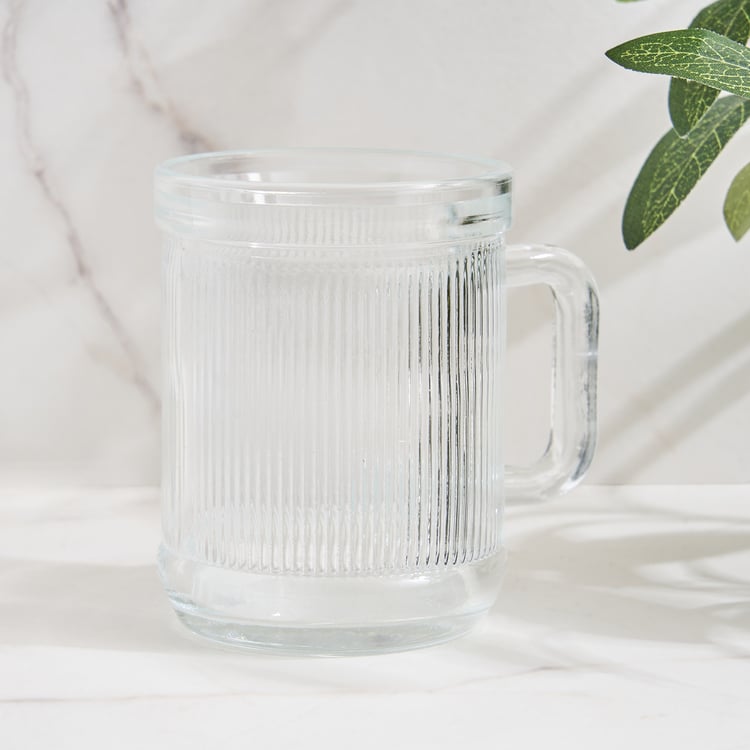 Corsica Maria Set of 6 Glass Ribbed Mugs - 200ml