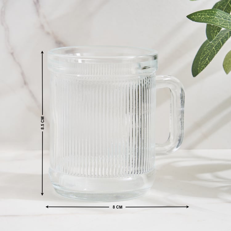 Corsica Maria Set of 6 Glass Ribbed Mugs - 200ml