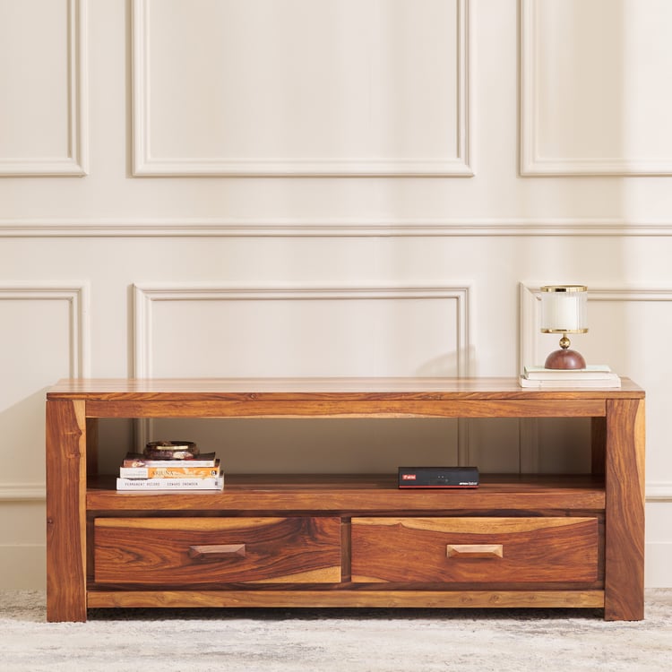 Adana Grand Sheesham Wood TV Unit - Honey