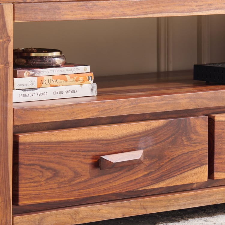 Adana Grand Sheesham Wood TV Unit - Honey