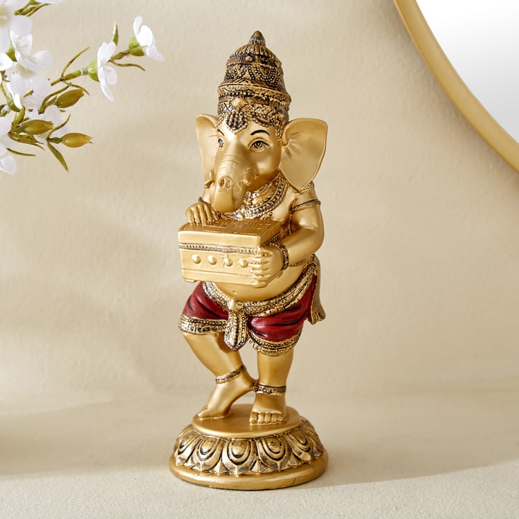 Alpana Fiesta Polyresin Ganesha with Harmonium Figurine