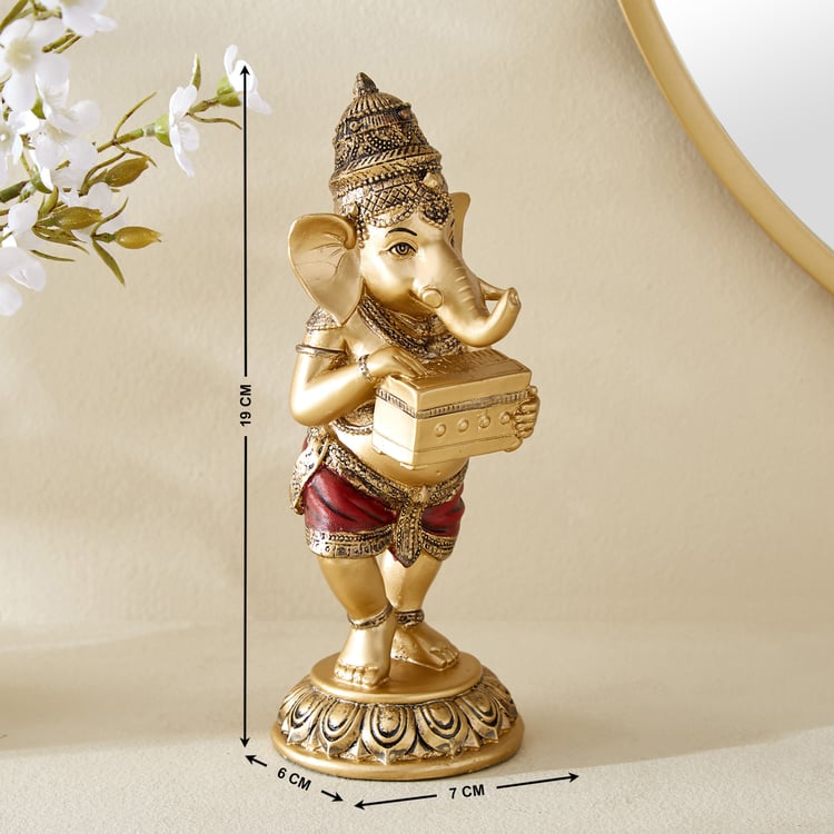Alpana Fiesta Polyresin Ganesha with Harmonium Figurine