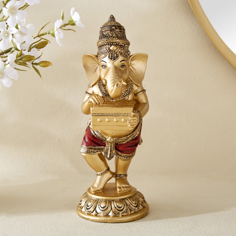 Alpana Fiesta Polyresin Ganesha with Harmonium Figurine