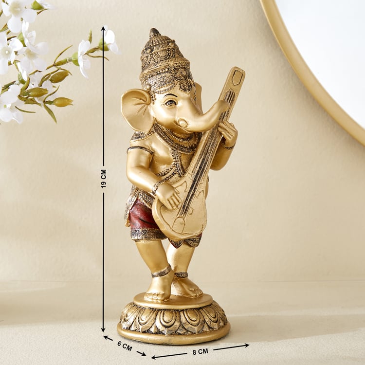 Alpana Fiesta Polyresin Ganesha with Sitar Figurine
