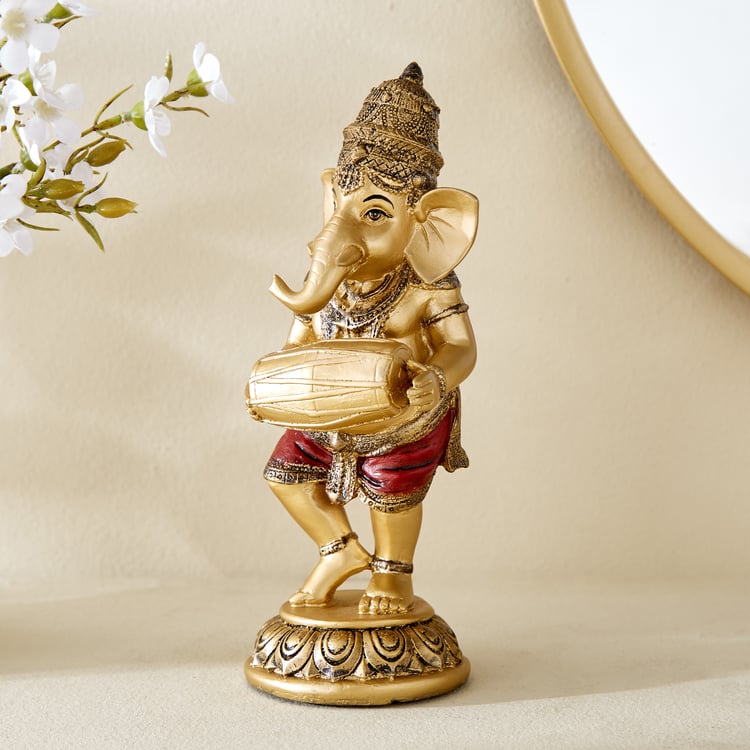 Alpana Fiesta Polyresin Ganesha with Dholak Figurine