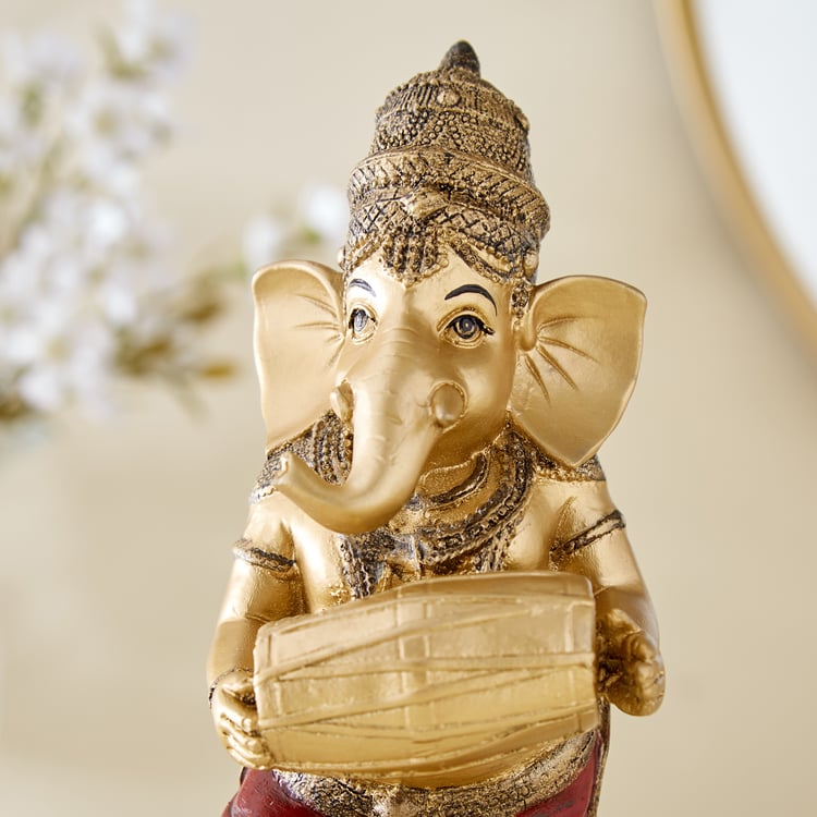 Alpana Fiesta Polyresin Ganesha with Dholak Figurine