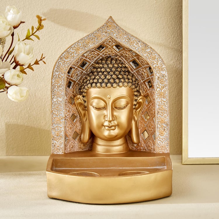 Enlighten Fiesta Polyresin Buddha Head Figurine with T-Light Holders
