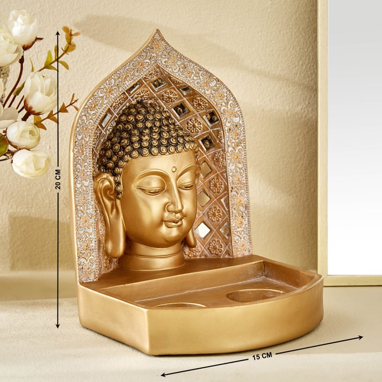 Enlighten Fiesta Polyresin Buddha Head Figurine with T-Light Holders