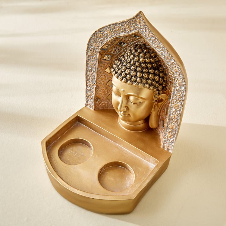 Enlighten Fiesta Polyresin Buddha Head Figurine with T-Light Holders