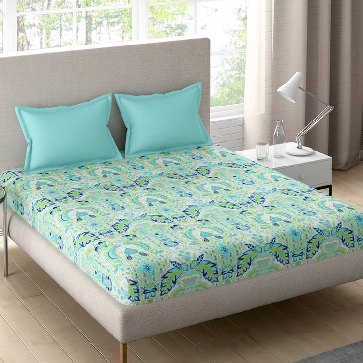 PORTICO Celestine Cotton 144TC Printed 3Pcs Queen Bedsheet Set