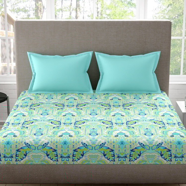 PORTICO Celestine Cotton 144TC Printed 3Pcs Queen Bedsheet Set