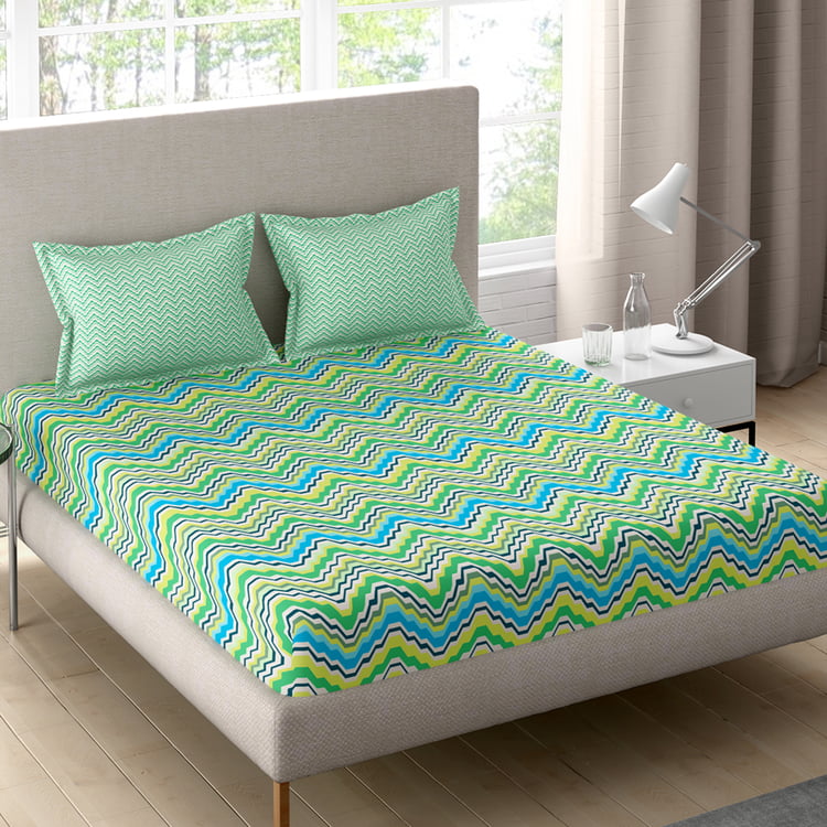 PORTICO Celestine Cotton 144TC Printed 3Pcs Queen Bedsheet Set