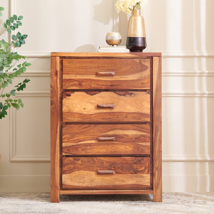 Adana Grand Sheesham Wood Chest of 4 Drawers - Brown