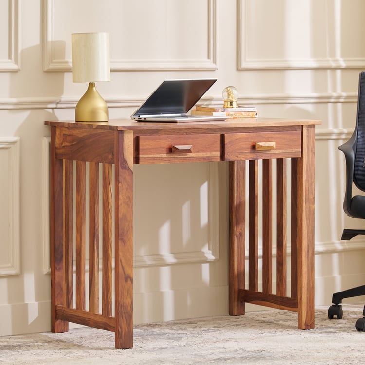 Adana Grand Sheesham Wood Study Desk - Brown