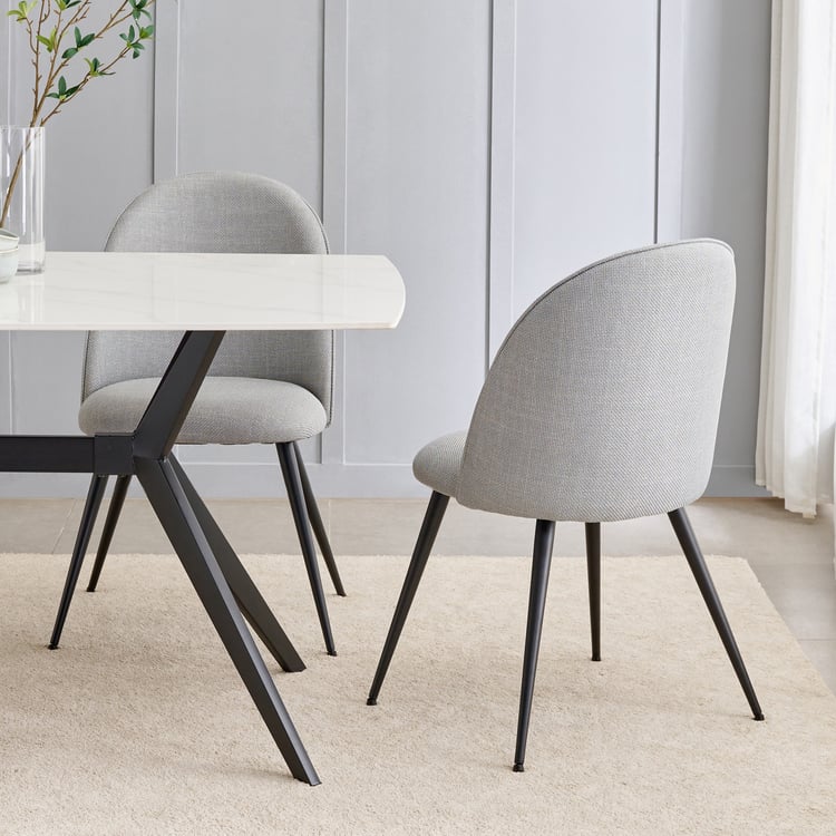 Rika Set of 2 Fabric Dining Chairs - Grey