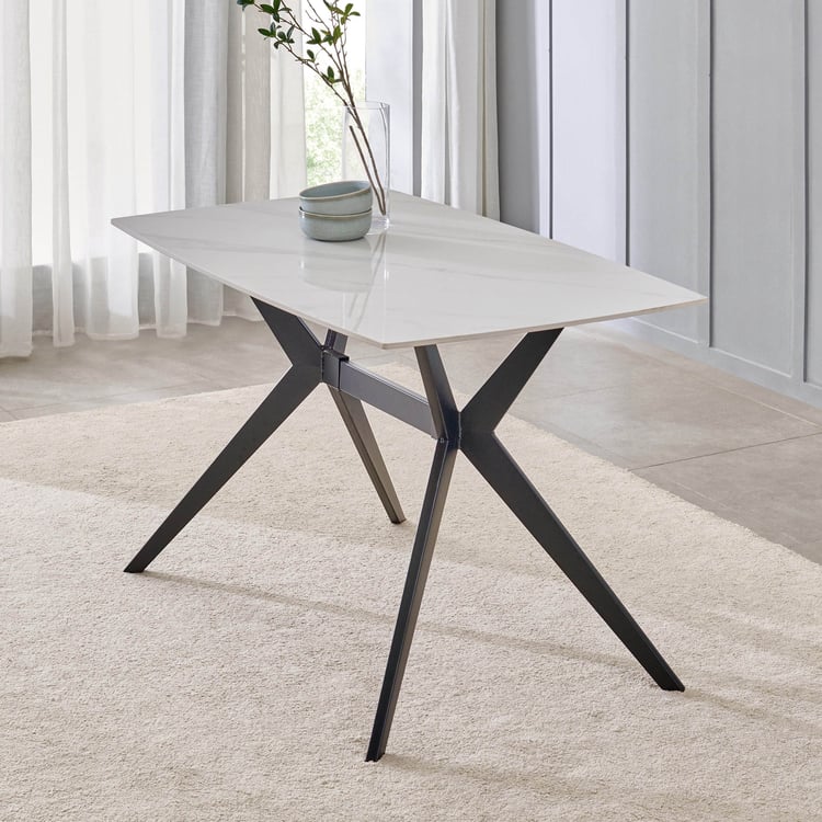 Rika Sintered Stone 4-Seater Dining Table - White