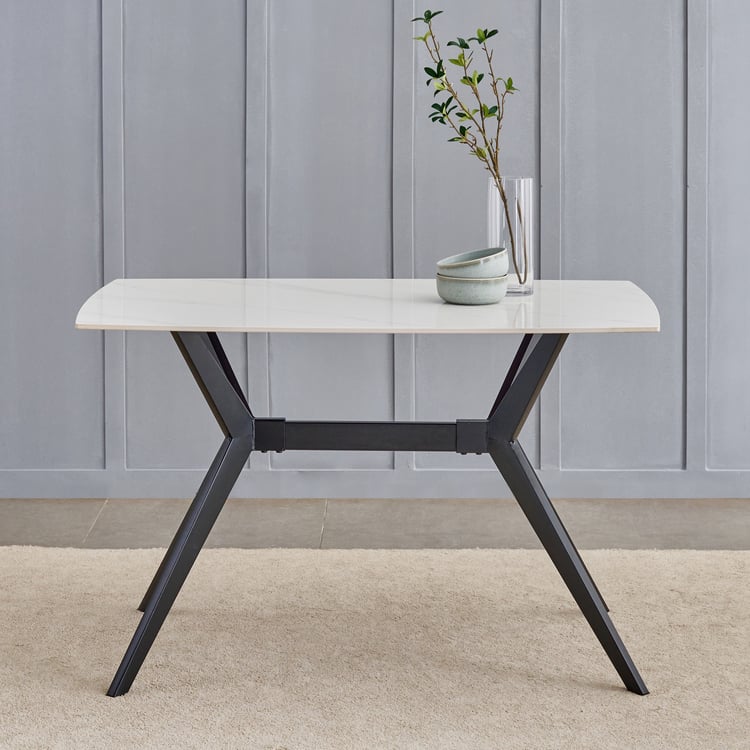 Rika Sintered Stone 4-Seater Dining Table - White