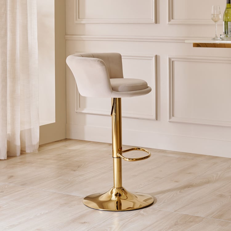 Modern Radiance Velvet Bar Chair - Beige