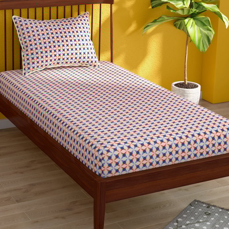 PORTICO Hashtag Cotton 152TC Printed 2Pcs Single Bedsheet Set