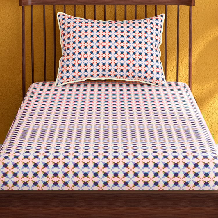 PORTICO Hashtag Cotton 152TC Printed 2Pcs Single Bedsheet Set