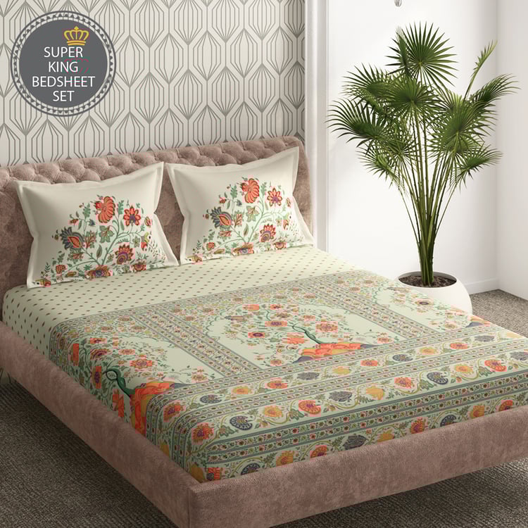 PORTICO Shalimar Cotton 144TC Printed 3Pcs Super King Bedsheet Set