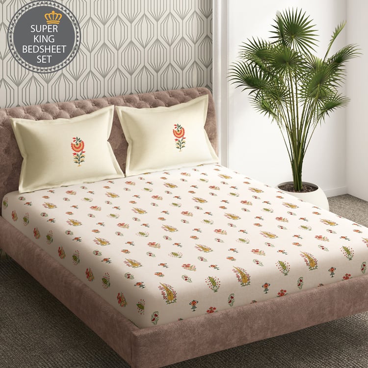PORTICO Shalimar Cotton 164TC Printed 3Pcs Super King Bedsheet Set