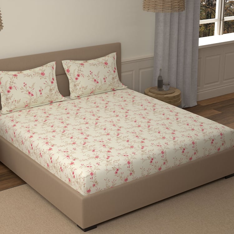 PORTICO Garden Of Eden Cotton 300TC Printed 3Pcs Super King Bedsheet Set