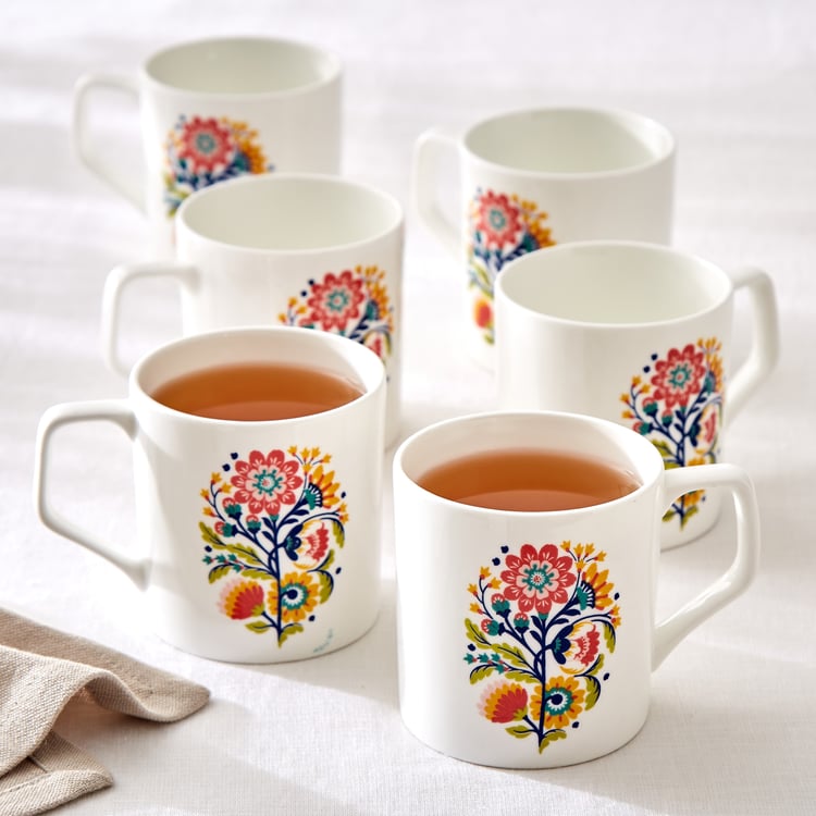 Corsica Mandarin Set of 6 Bone China Print Mugs - 230ml