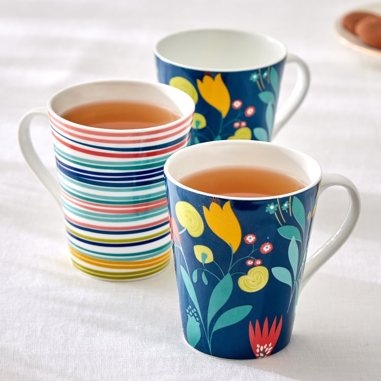 Corsica Mandarin Set of 3 Bone China Print Mugs - 340ml