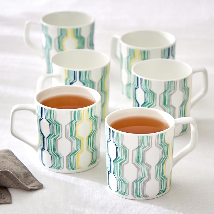 Corsica Mandarin Set of 6 Bone China Print Mugs - 230ml