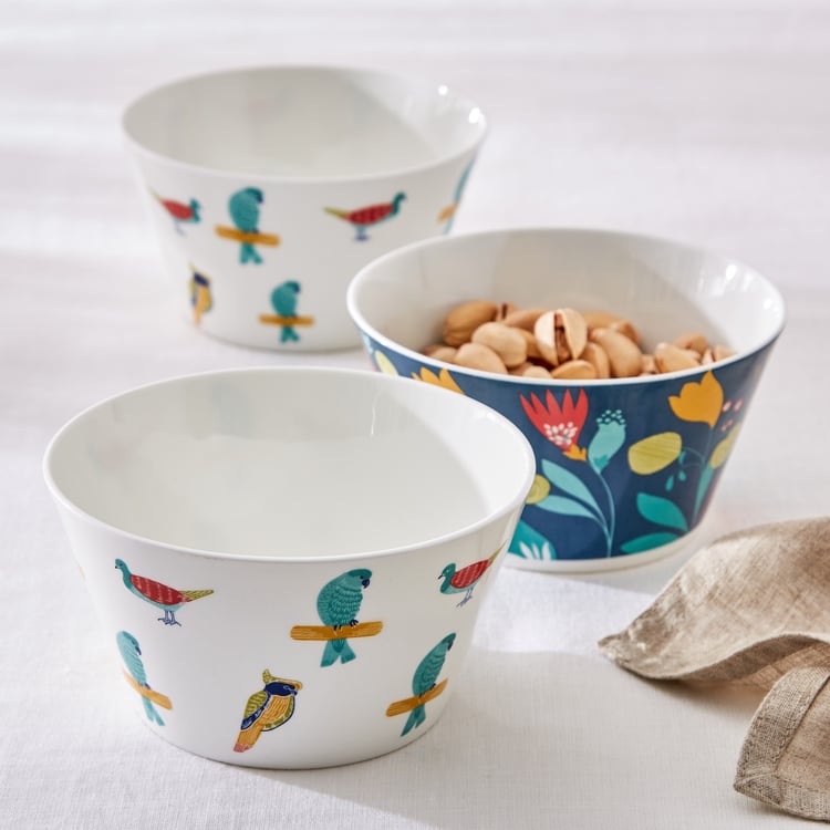 Corsica Mandarin Set of 3 Bone China Printed Bowls - 470ml