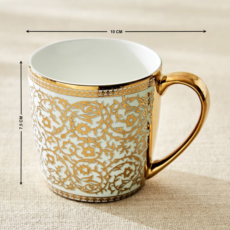 Corsica Ebony Set of 6 Bone China Printed Coffee Mug - 240ml