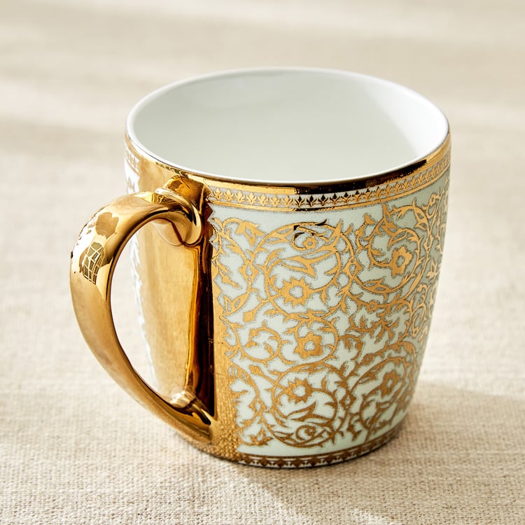 Corsica Ebony Set of 6 Bone China Printed Coffee Mug - 240ml
