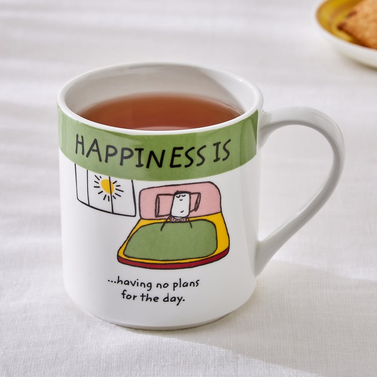 Corsica Happiness Bone China Printed Milk Mug - 350ml