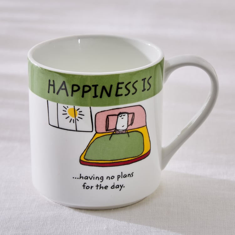 Corsica Happiness Bone China Printed Milk Mug - 350ml