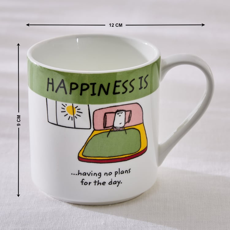 Corsica Happiness Bone China Printed Milk Mug - 350ml