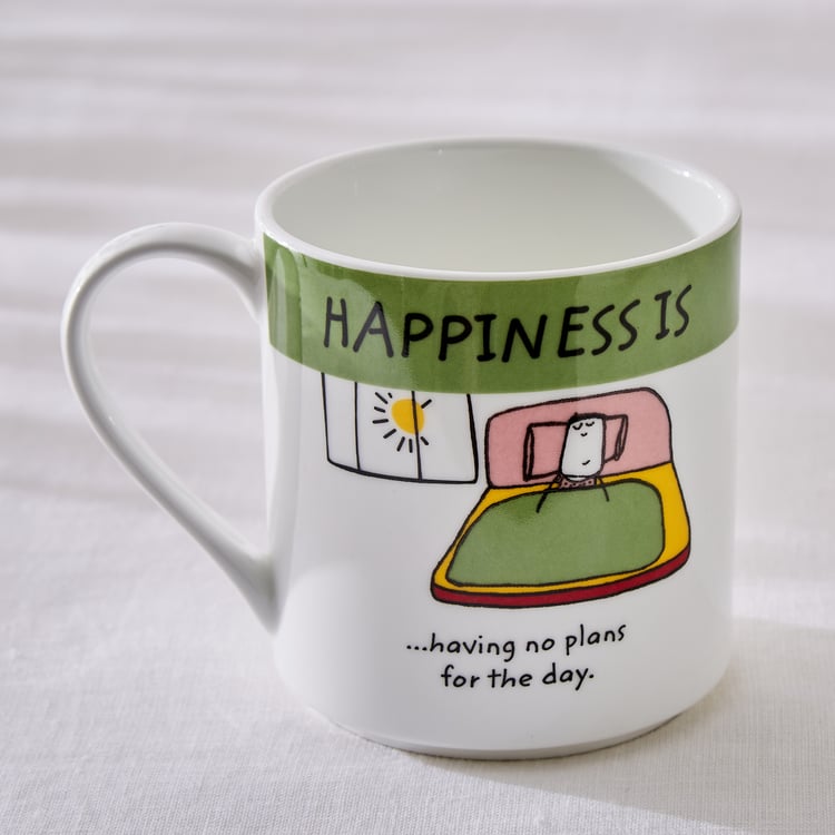 Corsica Happiness Bone China Printed Milk Mug - 350ml