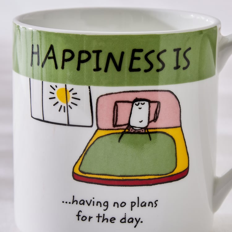 Corsica Happiness Bone China Printed Milk Mug - 350ml